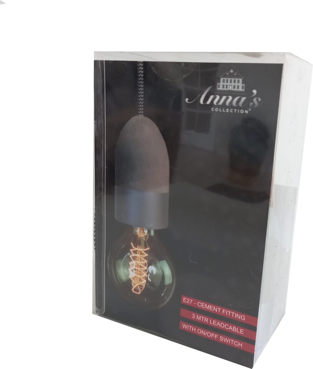 Alternative view of Industrieel Lampsnoer met Beton & Zilverlook E27 Fitting – 3 Meter Snoer + Schakelaar (excl. lamp)