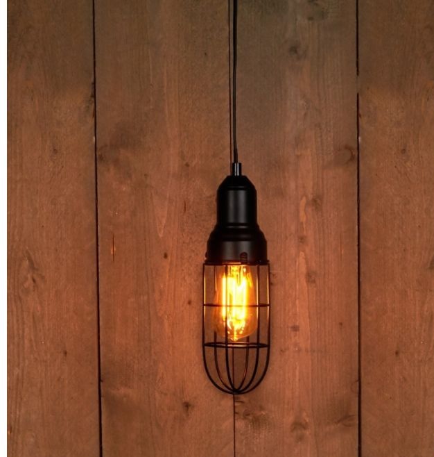 Anna's Collection Hanglamp zwart 30x9cm E27 3meter met schakelaar