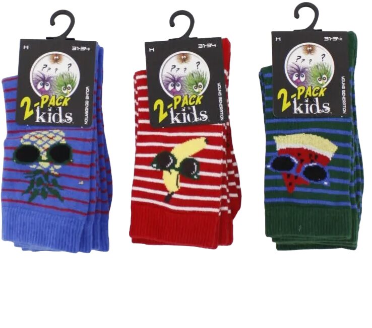 Kindersokken fruit maten 27-30 / 31-34 / 35-38
