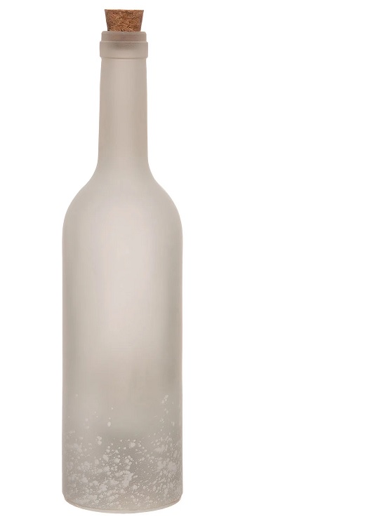 Wit gematteerde fles met roterende LED projectie 30x7,5cm led warm wit