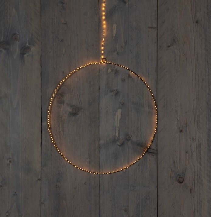 Cirkel zwart 37cm/200led warm wit 5m aanloopsnoer timer/dimmer/trafo