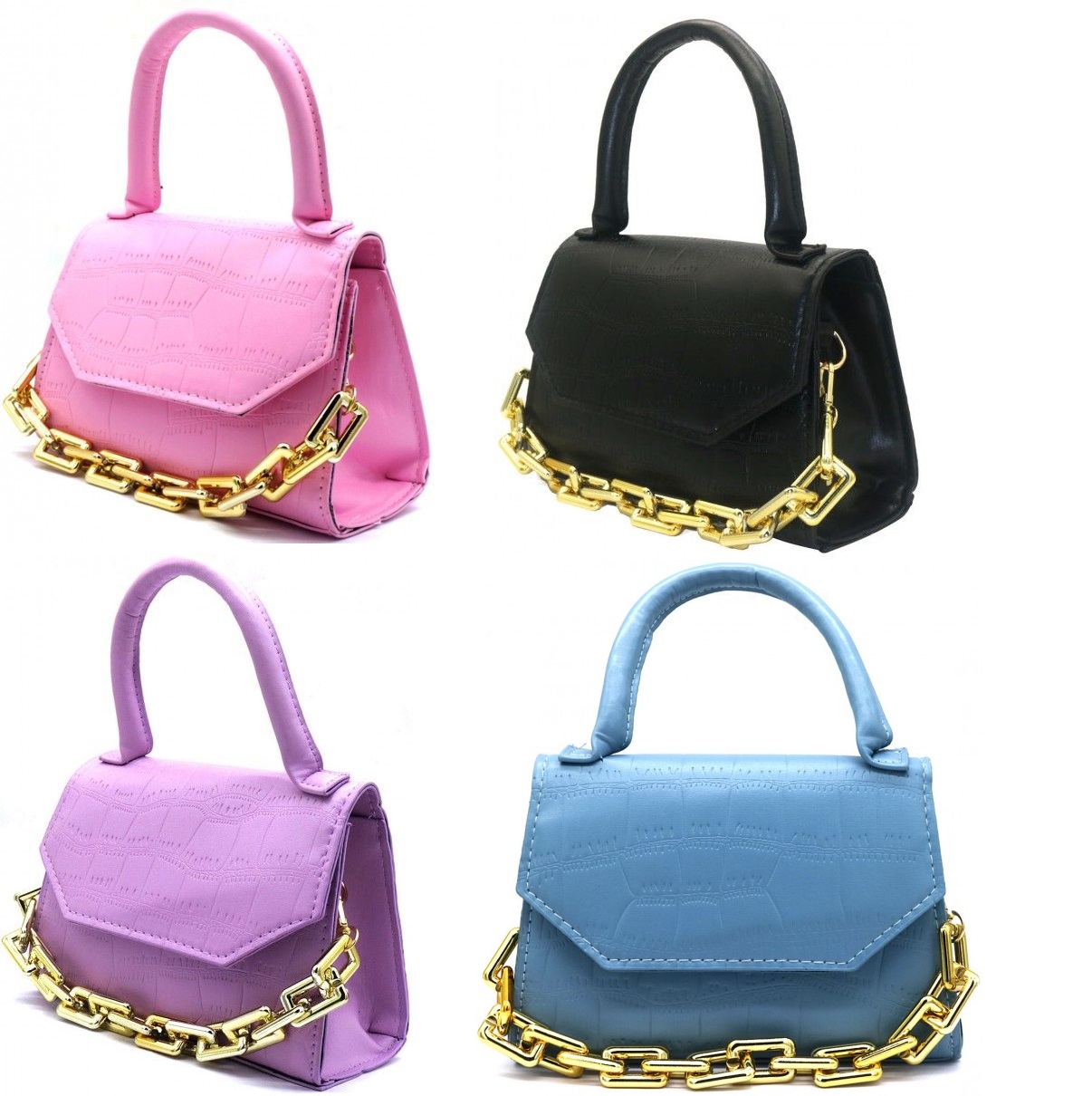 Damestas met sierketting 20x14x8cm assorti